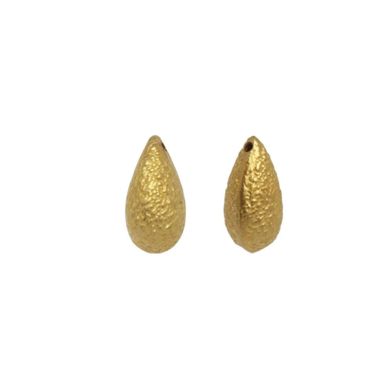 18K Yellow Gold Briolette Drop Shaped Spacer Bead Matte Finished