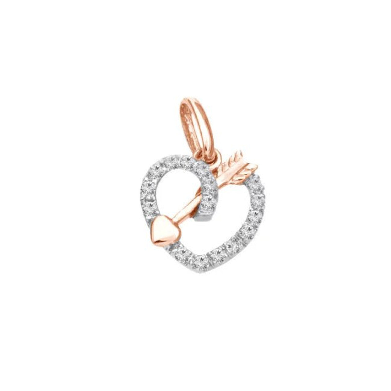 Diamond Arrow Heart Pendant 14K Gold