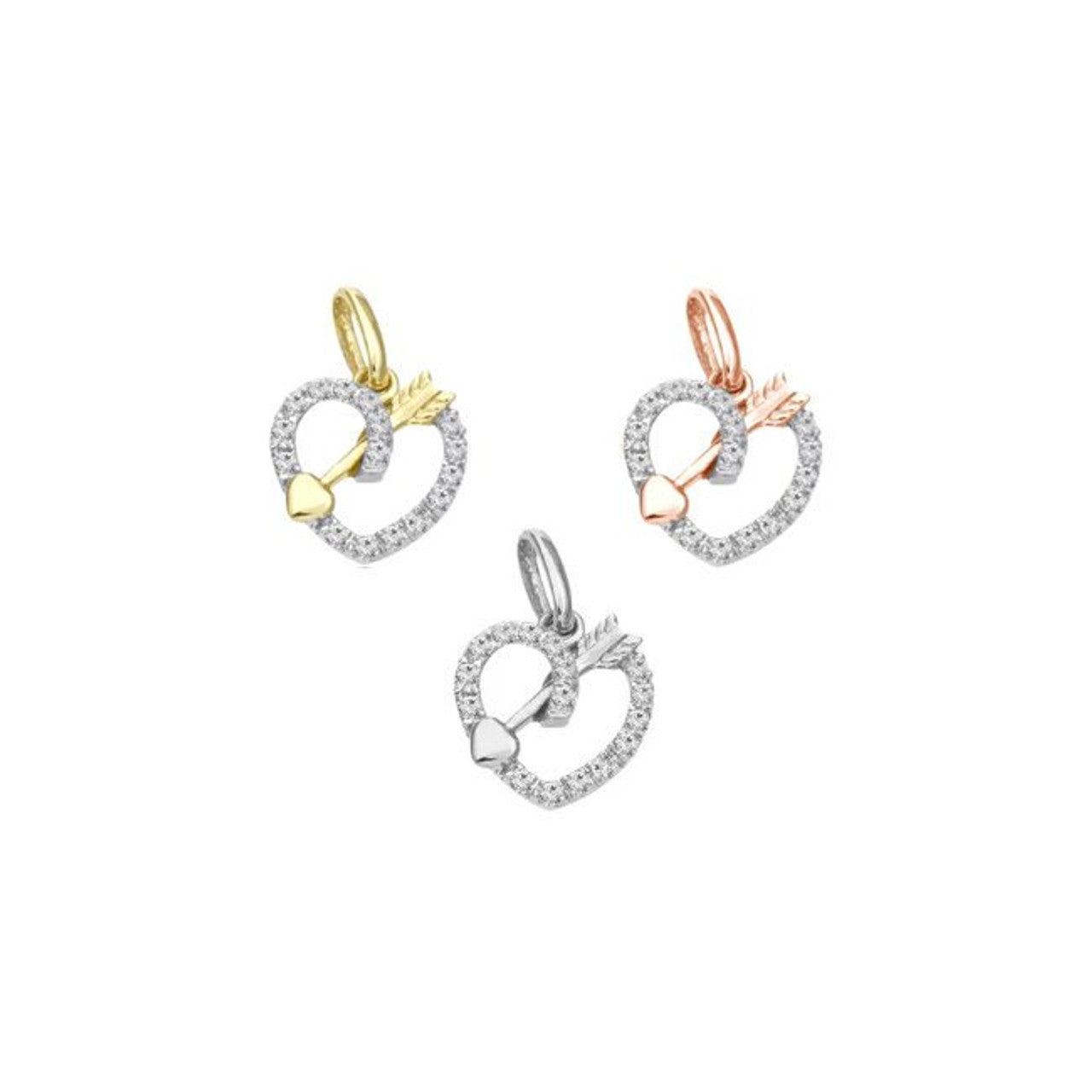 Diamond Arrow Heart Pendant 14K Gold