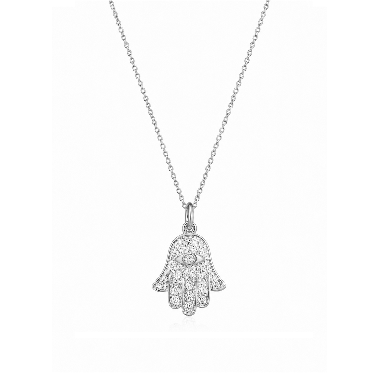 14K Yellow Gold Diamond Hamsa Hand Necklace