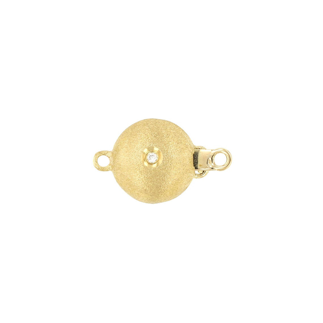 14K Gold Single Diamond Ball Clasp Matte Finished