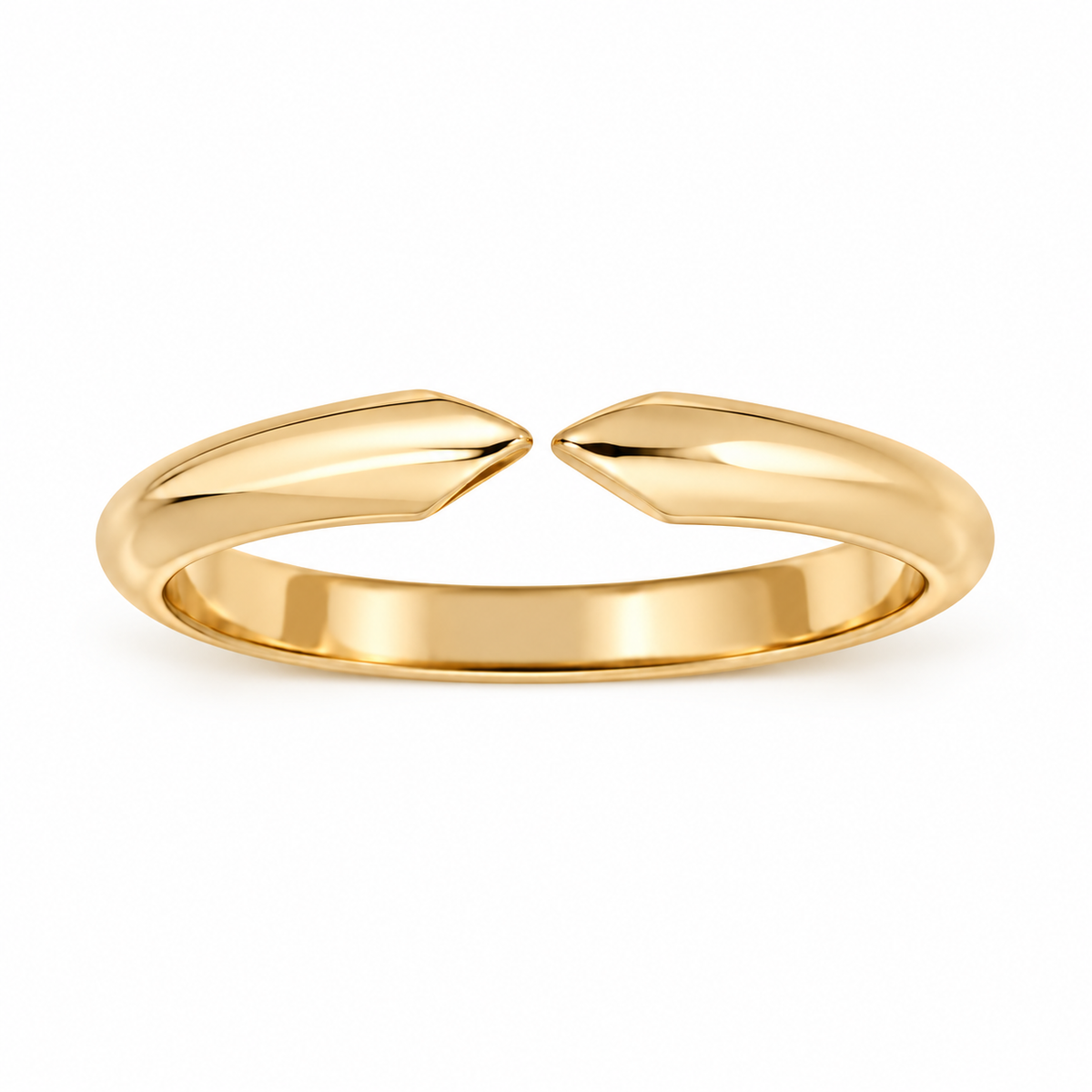 18K gold half-round ring shank for a 6-prong ring head, front view