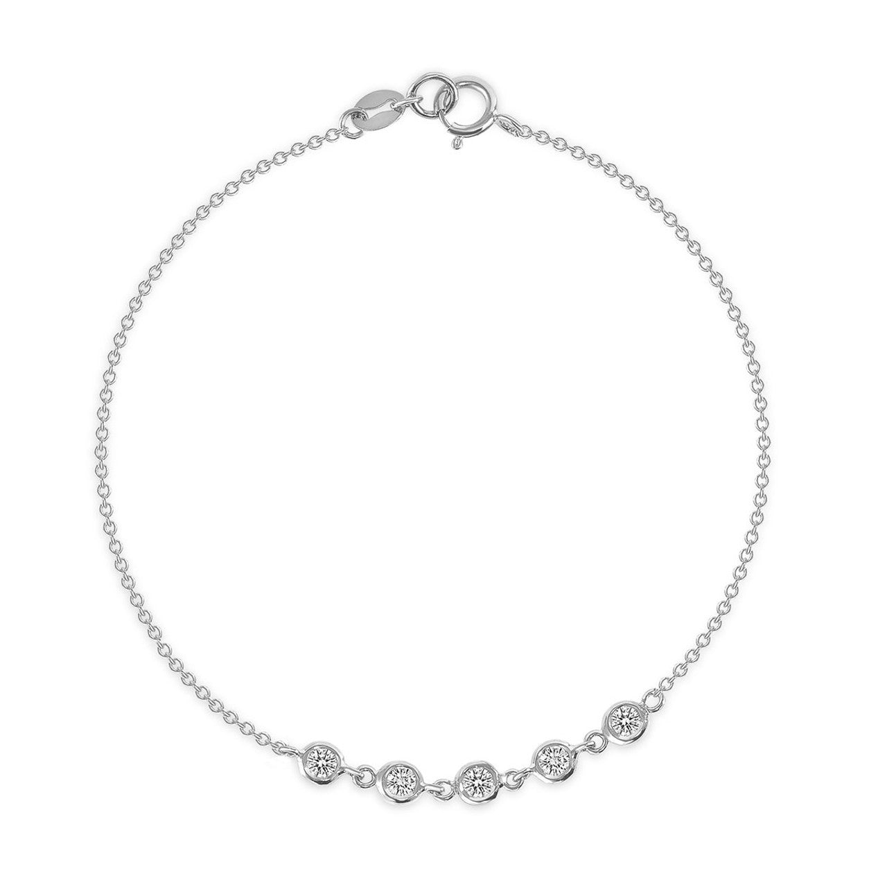 3 Diamonds Link Bracelet 14K Gold