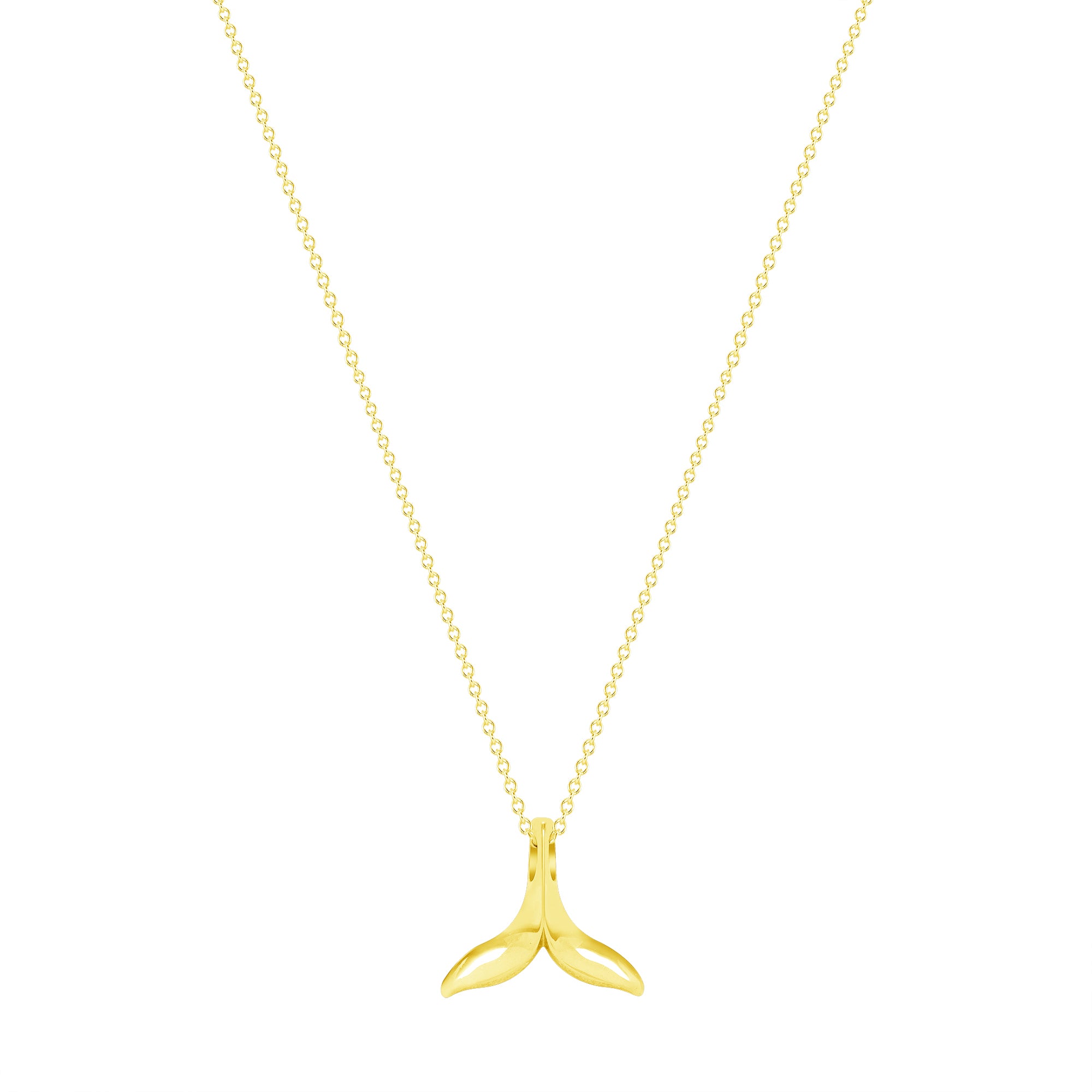 Whale Tail Pendant Necklace 14K Gold
