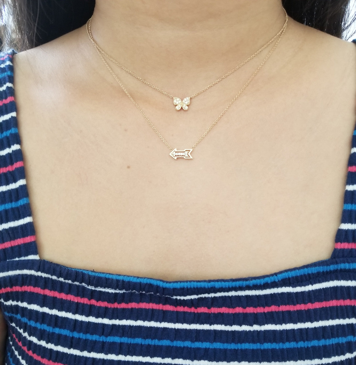 14 Karat Gold Diamond Arrow Necklace