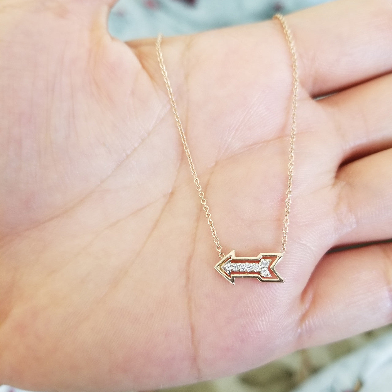 14 Karat Gold Diamond Arrow Necklace