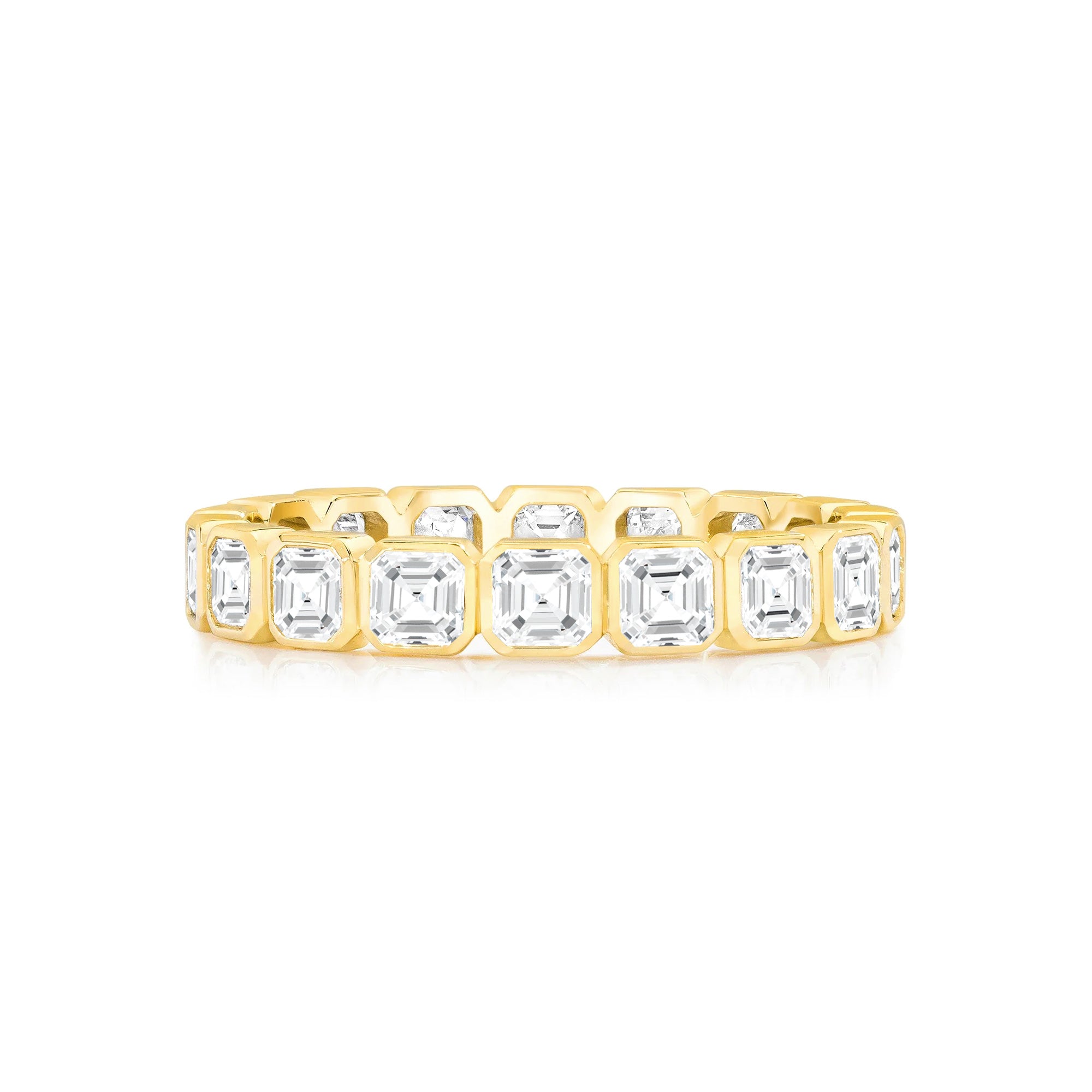 Asscher Natural Diamond Bezel Eternity Band 14K Gold
