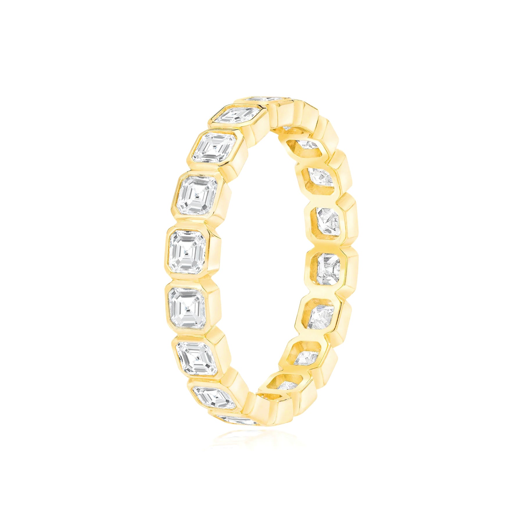 Asscher Natural Diamond Bezel Eternity Band 14K Gold