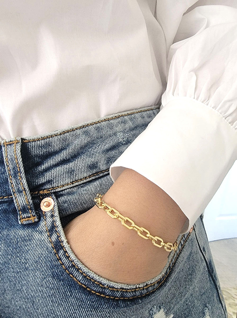 Paperclip Link Bracelet 14K Gold