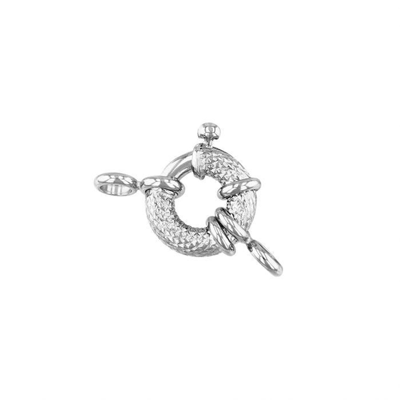 14K Gold Heavy Duty Bolt Textured Design Springring Clasp