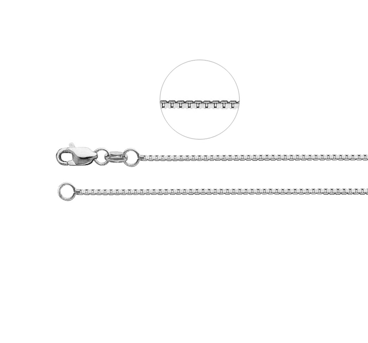 14K White Gold Box Chain Necklace with Lobster Clasp