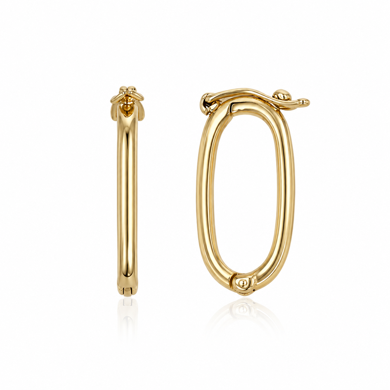 14K Gold Oval Pearl Necklace Shortener Clasp | Solid Gold Pearl Enhancer Connector