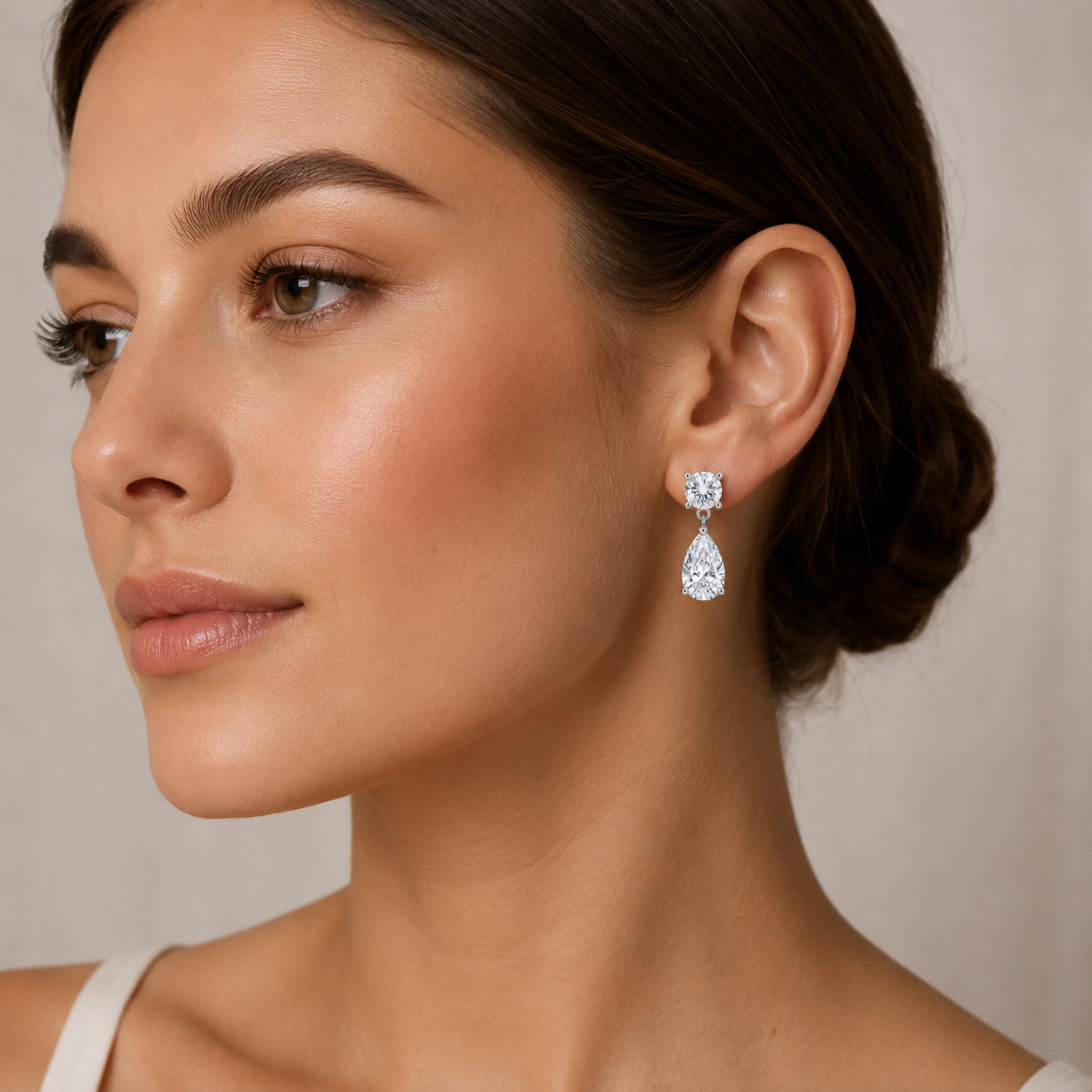 Lab Grown Diamond Pear Drop Stud Earrings in 14K Gold