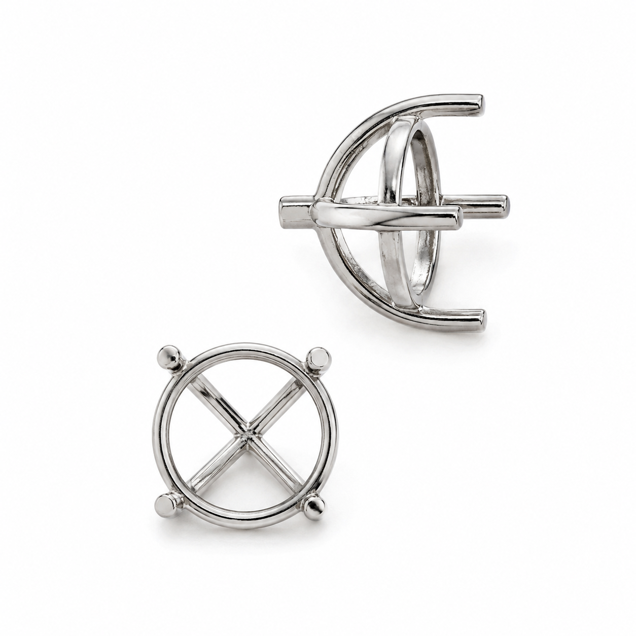 14K Gold Round Jewelry Semi-Mount Setting With Peg