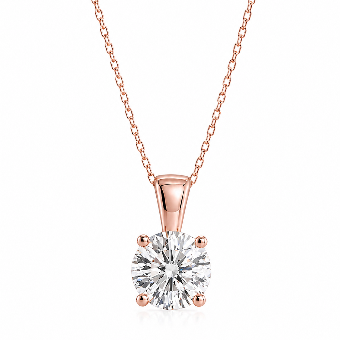 14K Rold Gold Lab Grown Diamond Pendant Necklace – IGI Certified Round Solitaire