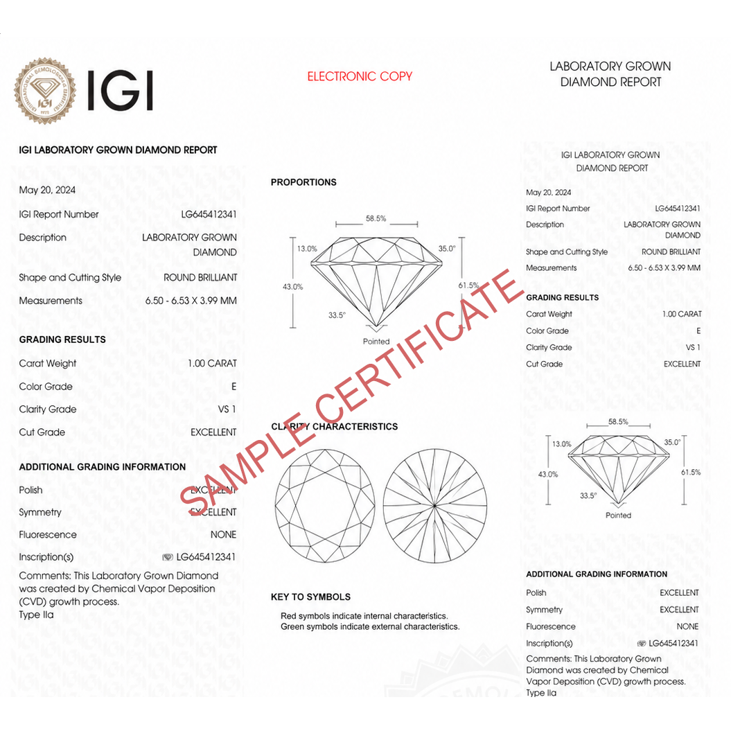 14K Gold Lab Grown Diamond Pendant Necklace – IGI Certified Round Solitaire