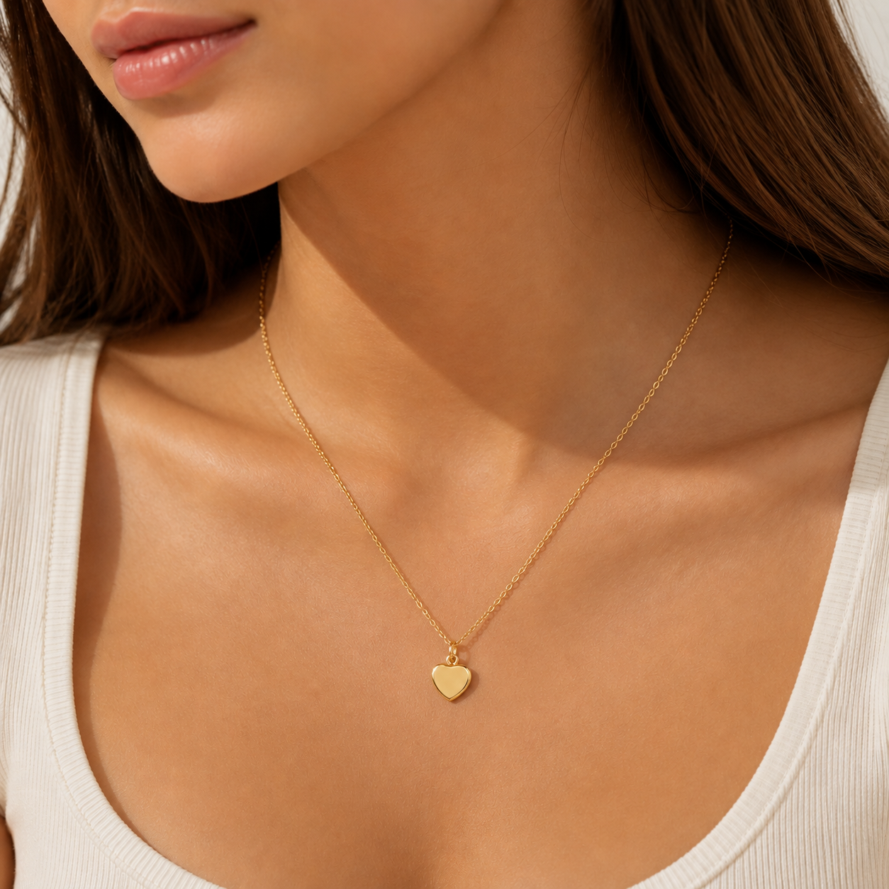 14K Gold 9mm Heart Pendant Necklace – Yellow, White & Rose Gold