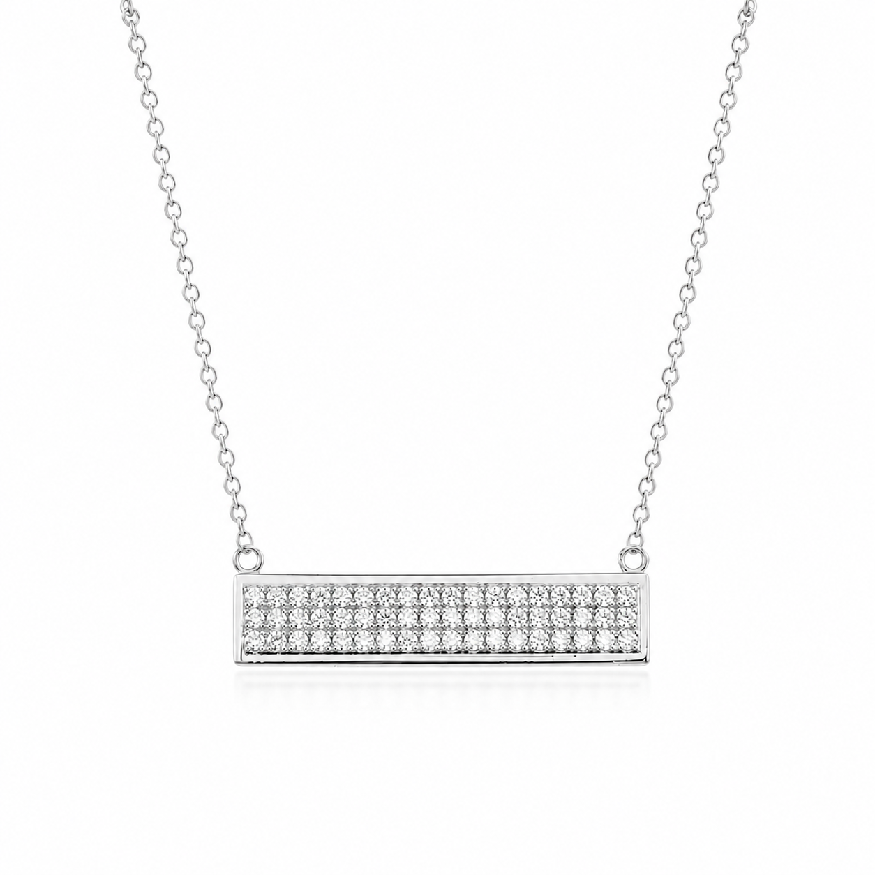 Natural Diamond Bar Necklace in 14K White Gold