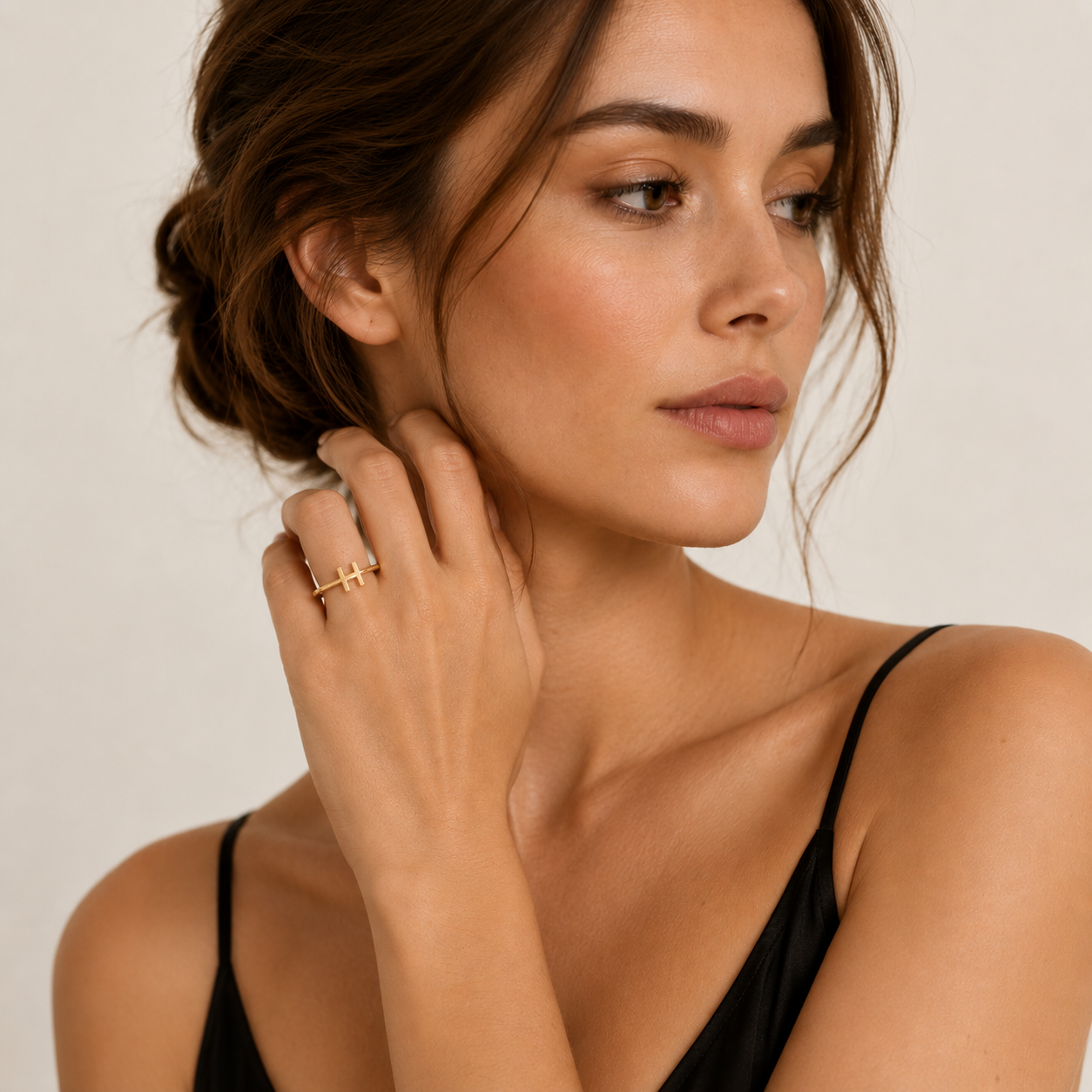 14K Gold Initial Ring – Minimalist Letter Ring | Personalized Stackable Ring