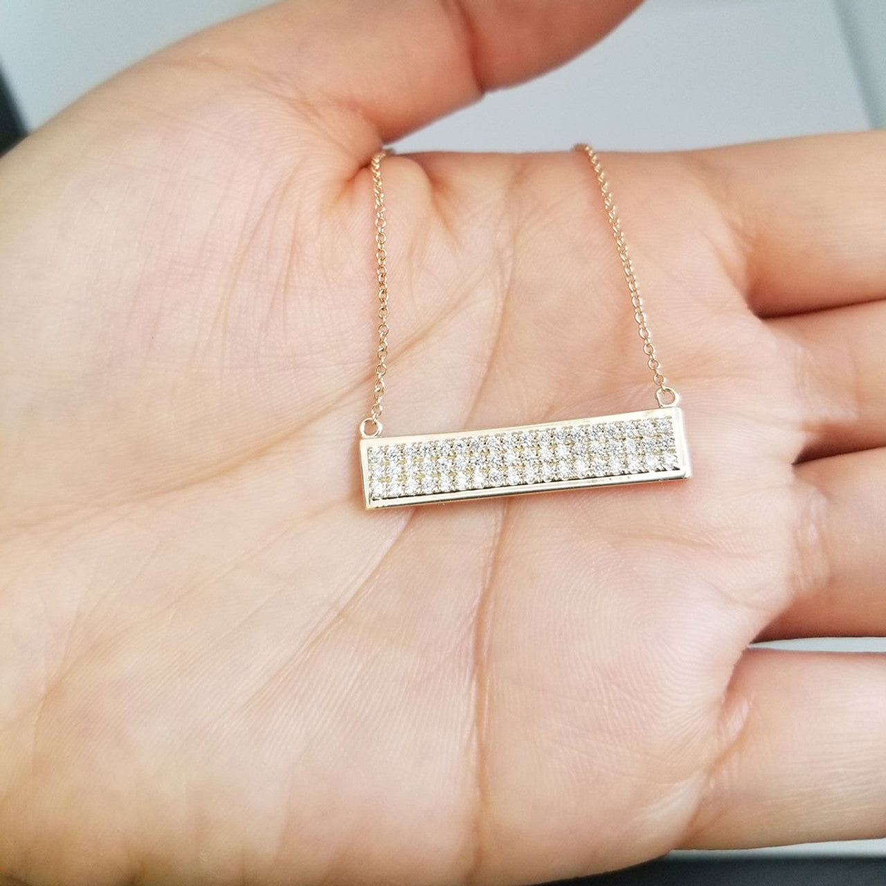 0.50ct Natural Diamond Bar Necklace 14K Gold