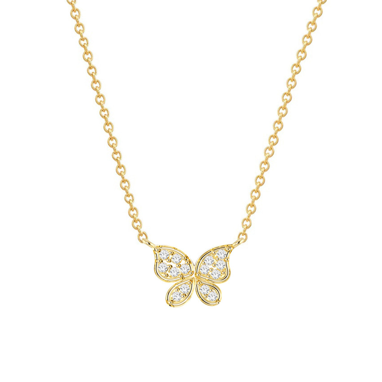 0.16CTW Diamond Butterfly Charm Necklace 14K Gold
