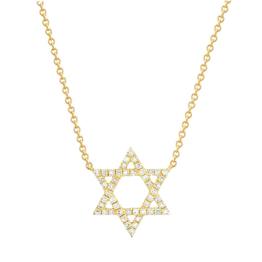 Large 14K Gold Diamond Star of David Necklace Pendant