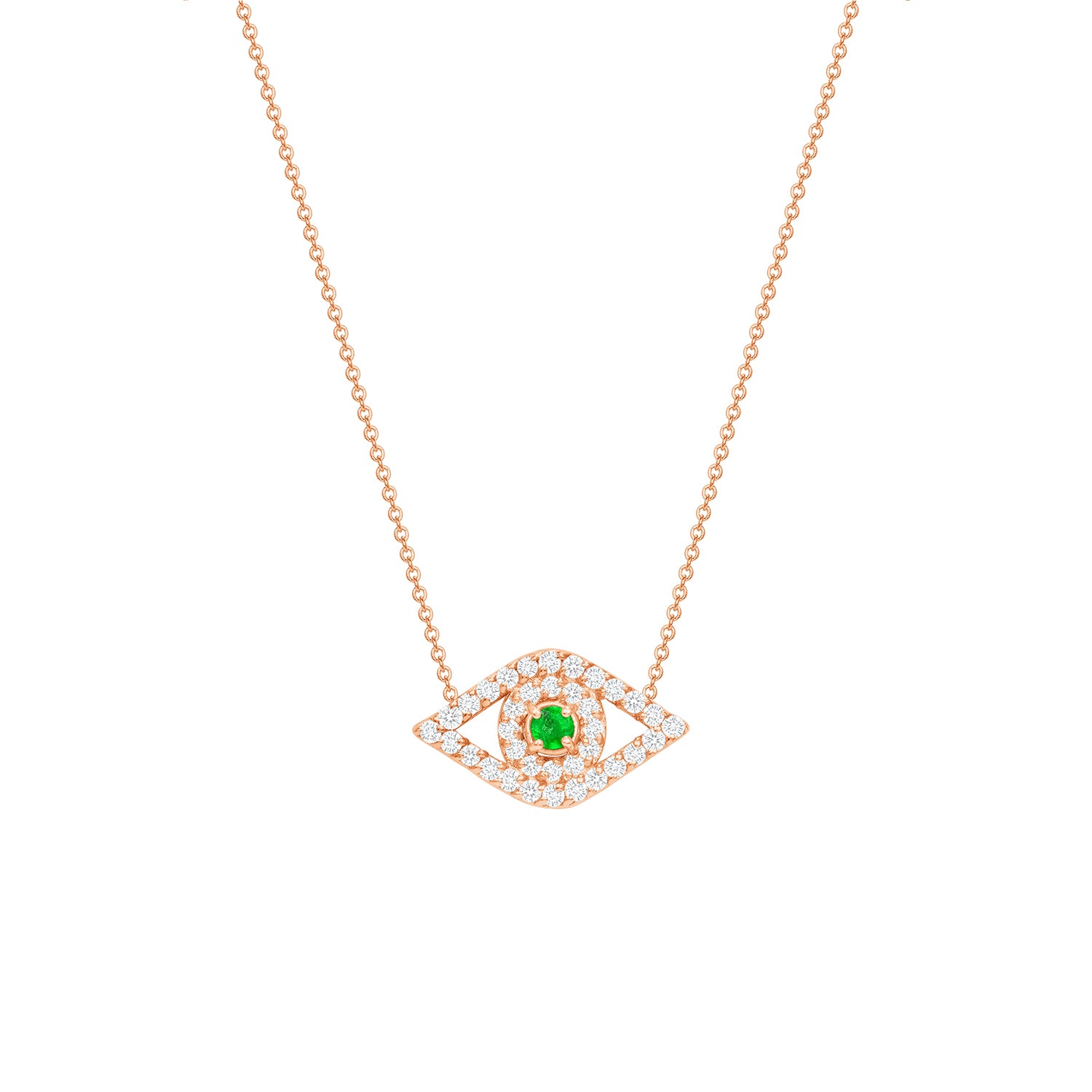 Diamond Evil Eye Gold Chain Necklace 14K Gold