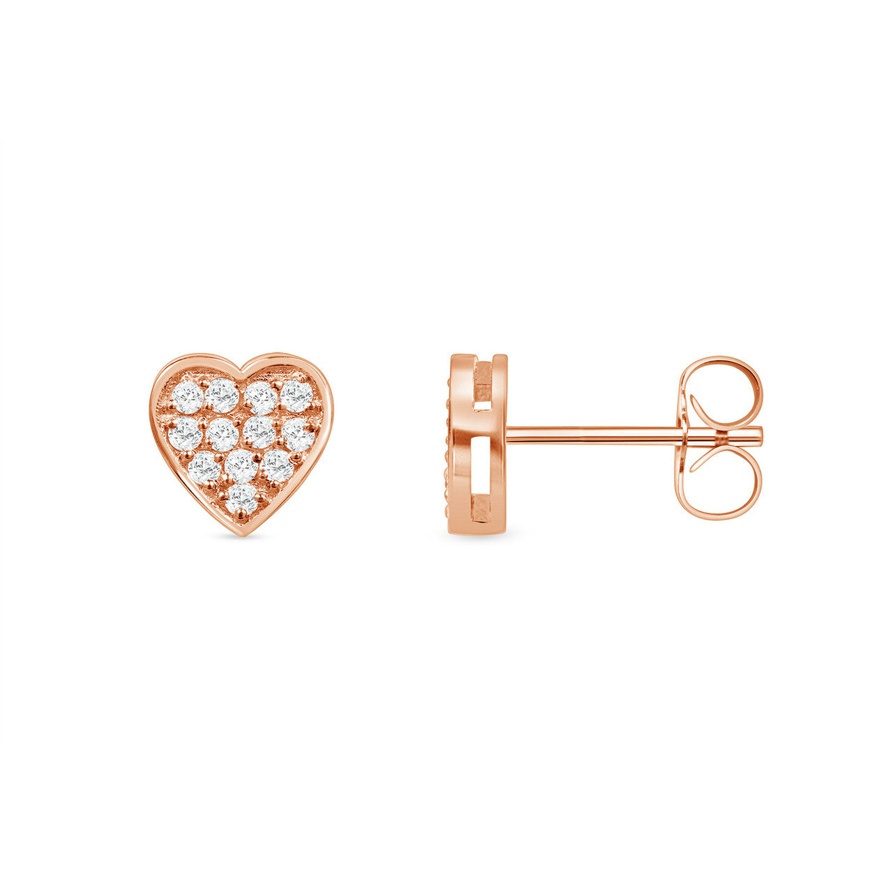 Diamond Heart Stud Earring 14K Rose Gold