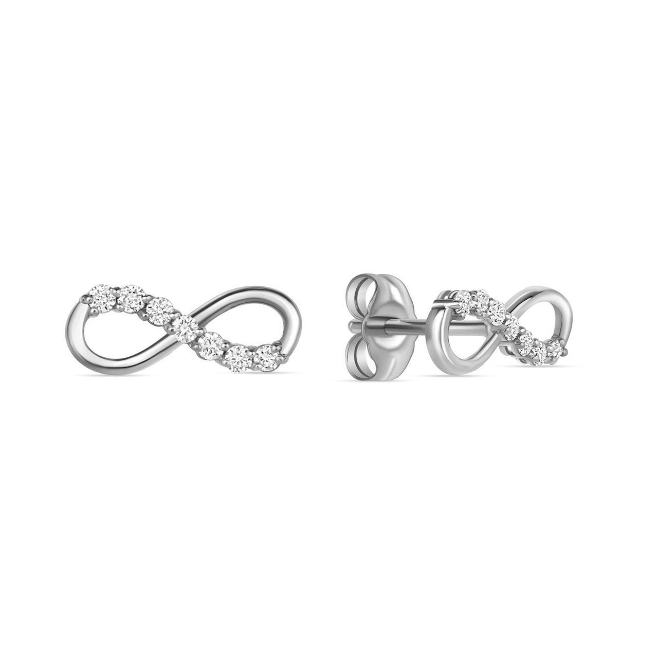 Diamond Infinity Stud Earrings 14K Gold