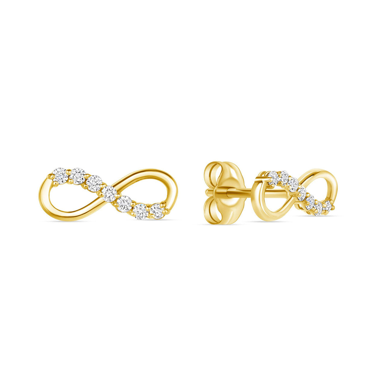 Diamond Infinity Stud Earrings 14K Gold