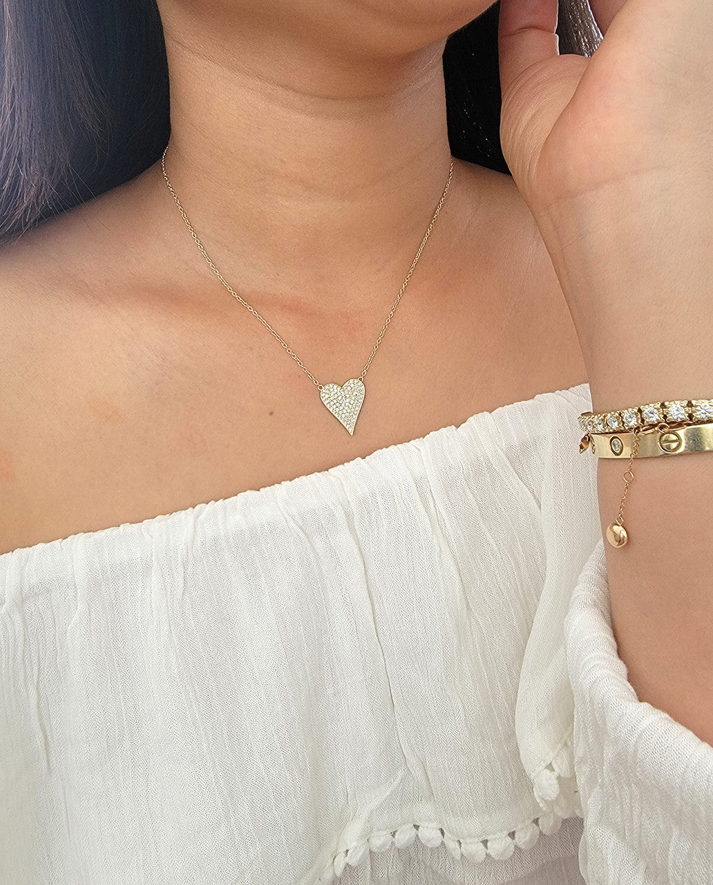 Diamond Heart Necklace 14K Gold
