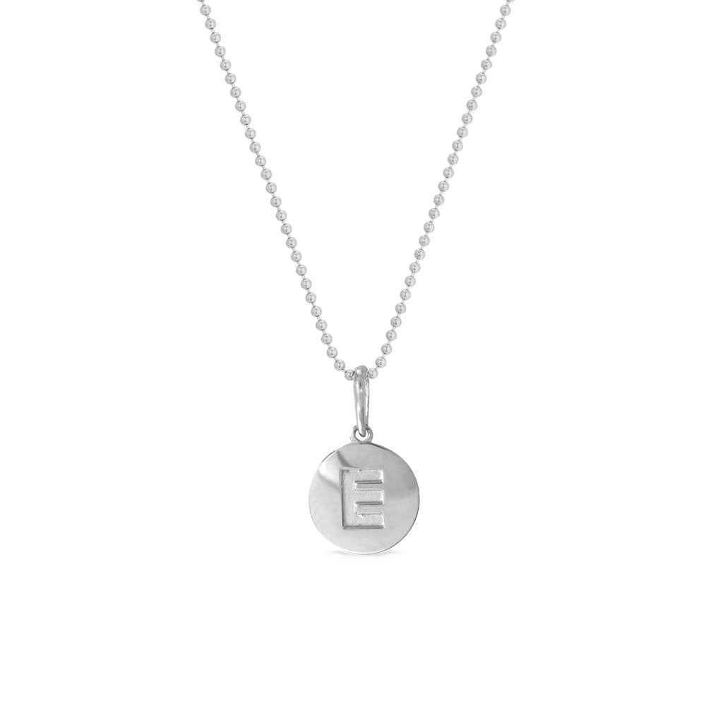 Round Disc Letter Pendant Necklace 14K Gold