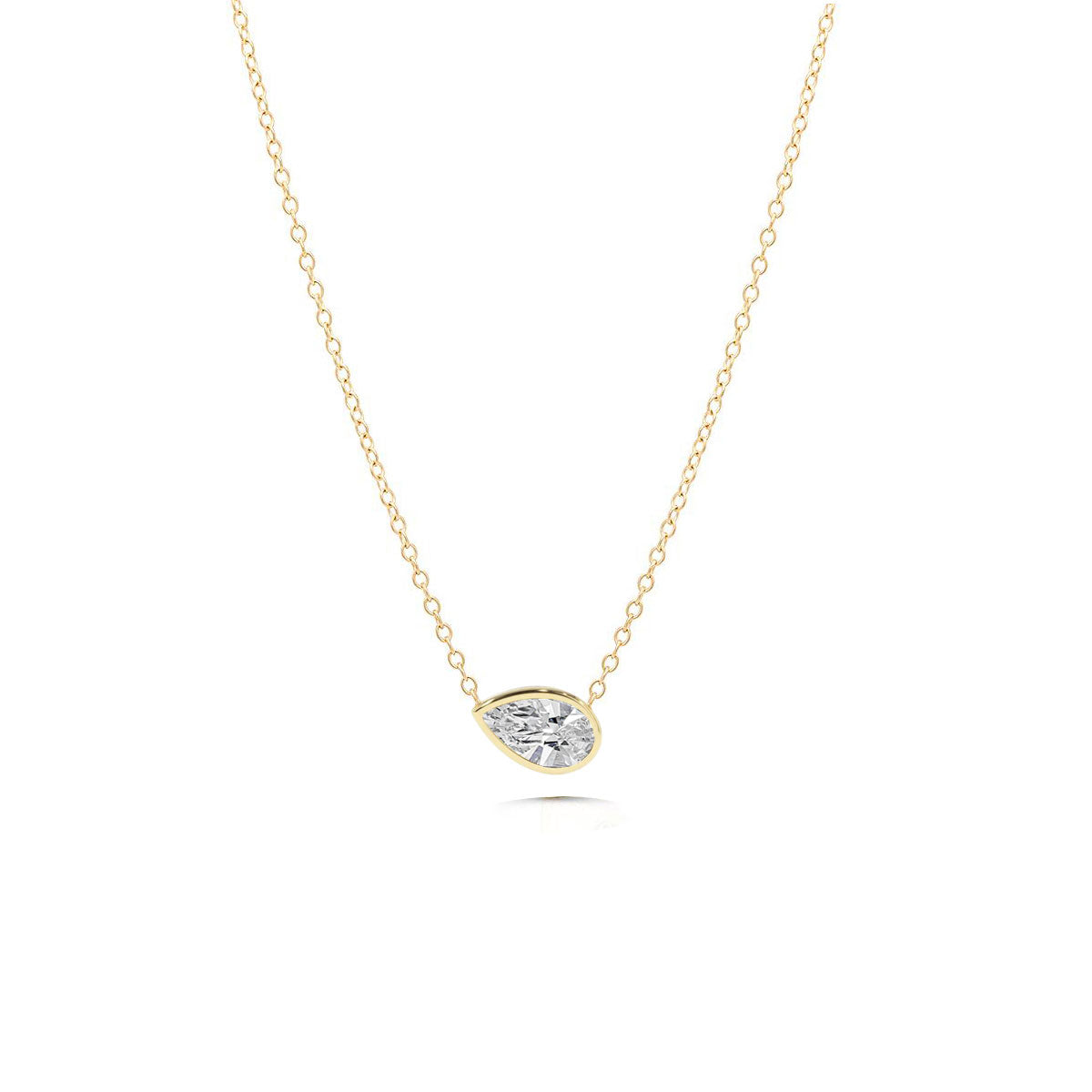 Horizontal Pear Shape Diamond Necklace 14K Gold