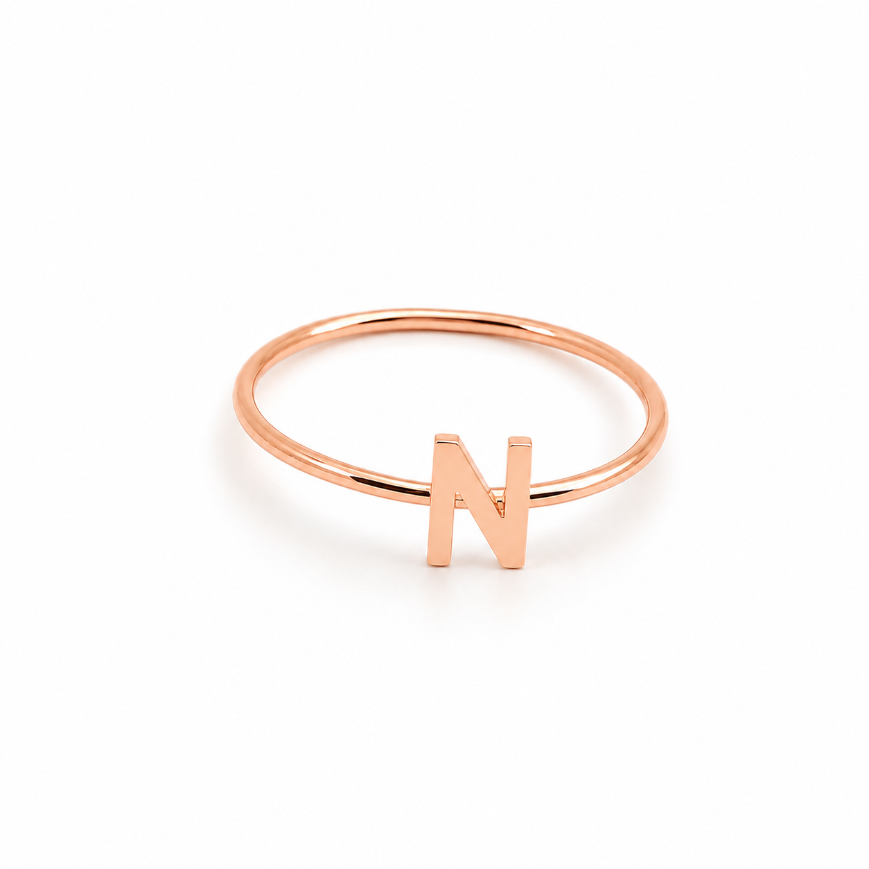14K Gold Initial Ring – Minimalist Letter Ring | Personalized Stackable Ring