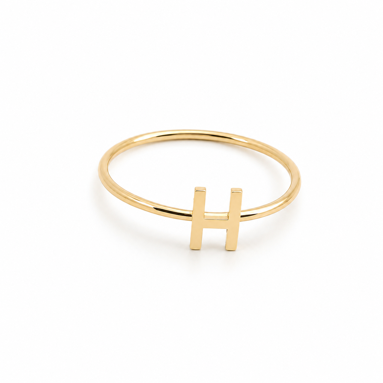 14K Gold Initial Ring – Minimalist Letter Ring | Personalized Stackable Ring