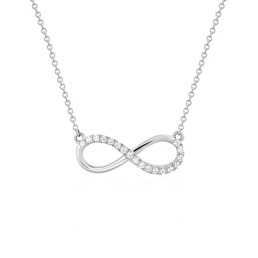 Haft Natural Diamond Large Infinity Pendant Necklace 14K Gold