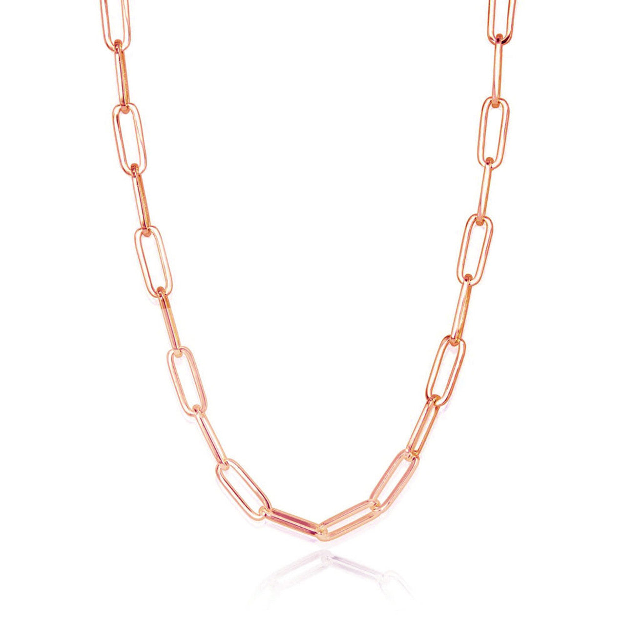 Paper Clip Chain Necklace 14K Rose Gold