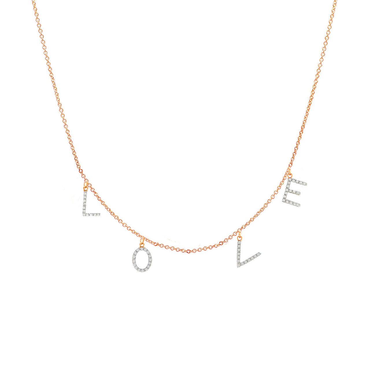 Love Diamond Initial Necklace 14K Gold