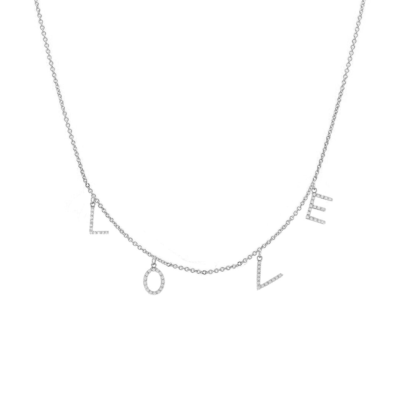 Love Diamond Initial Necklace 14K Gold