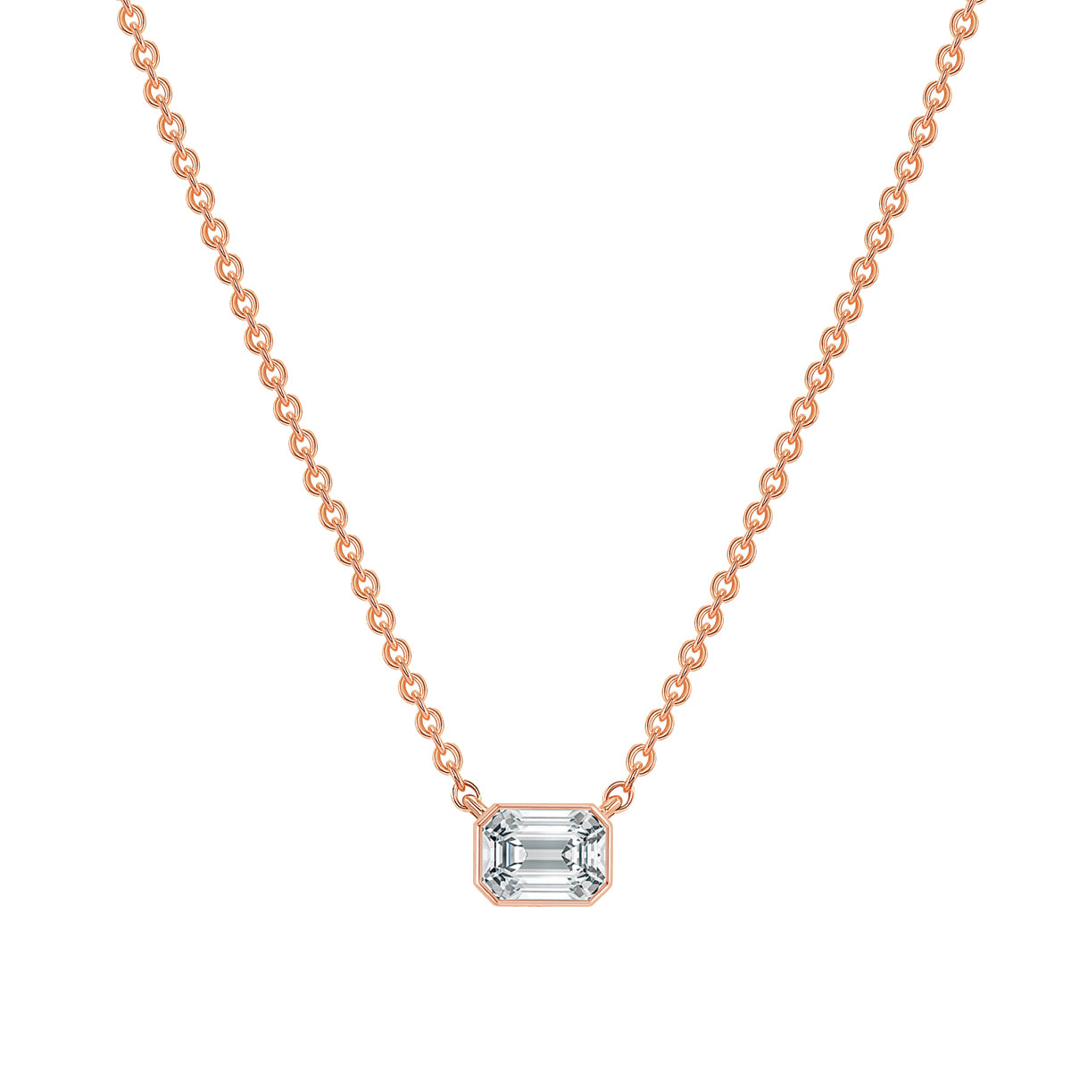 Single Diamond Pendant Necklace 14K Gold – Heart, Pear & Emerald Cut