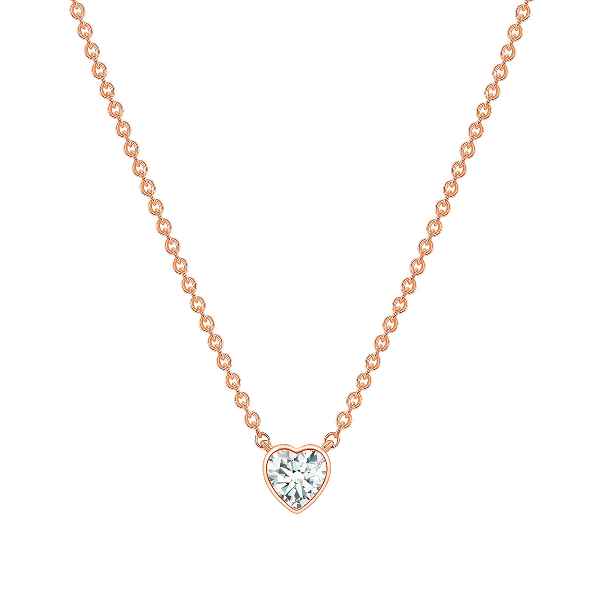 Single Diamond Pendant Necklace 14K Gold – Heart, Pear & Emerald Cut
