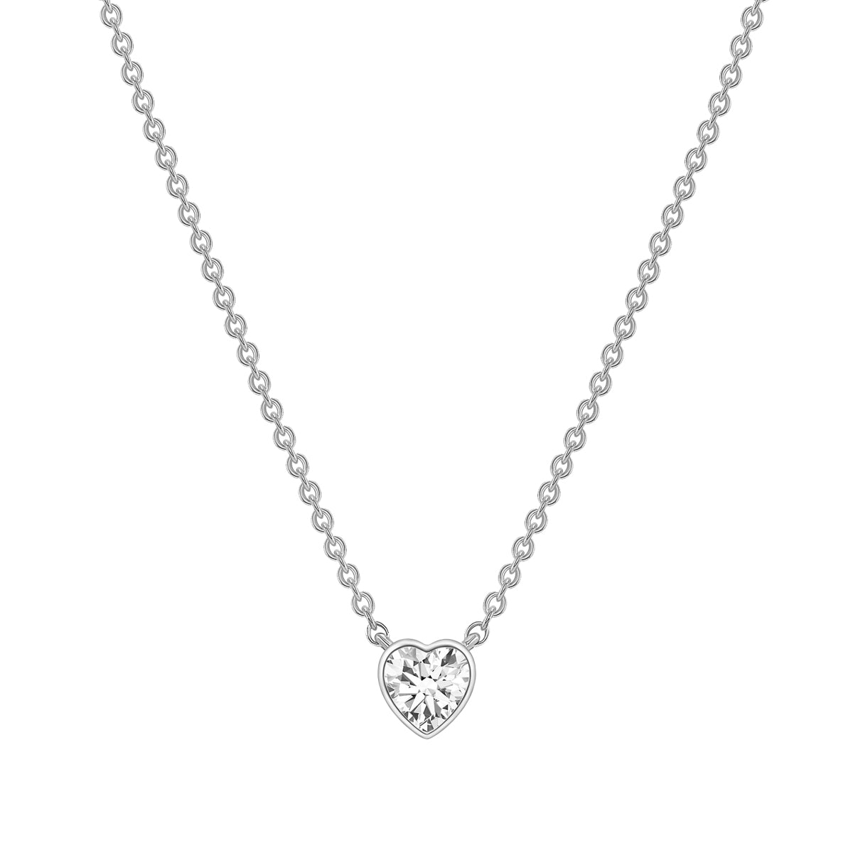 Single Diamond Pendant Necklace 14K Gold – Heart, Pear & Emerald Cut