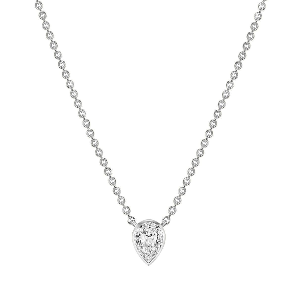 Single Diamond Pendant Necklace 14K Gold – Heart, Pear & Emerald Cut