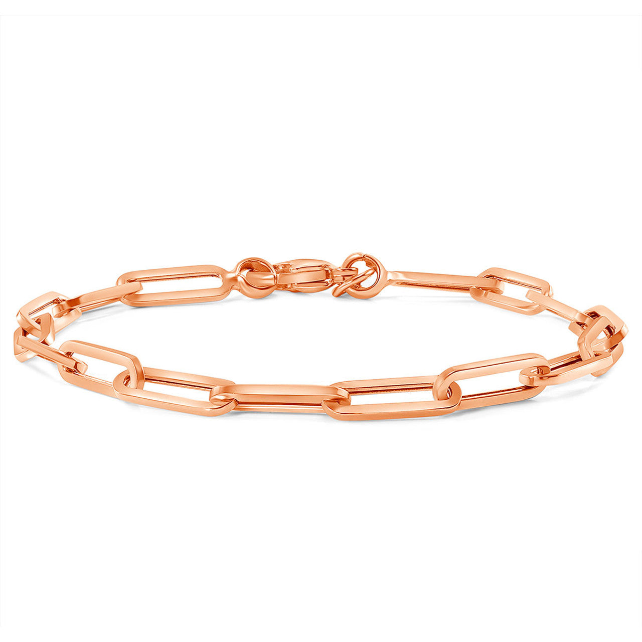 Paper Clip Link Chain Bracelet 14K Rose Gold