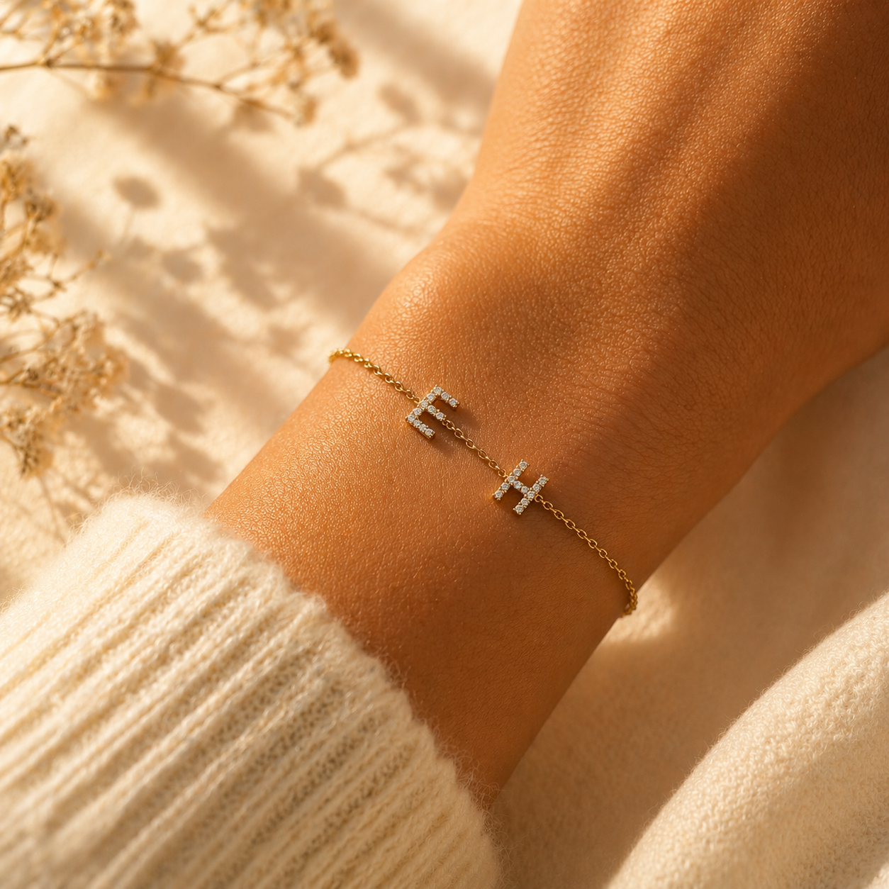 Personalized Diamond Initial Bracelet in 14K Gold