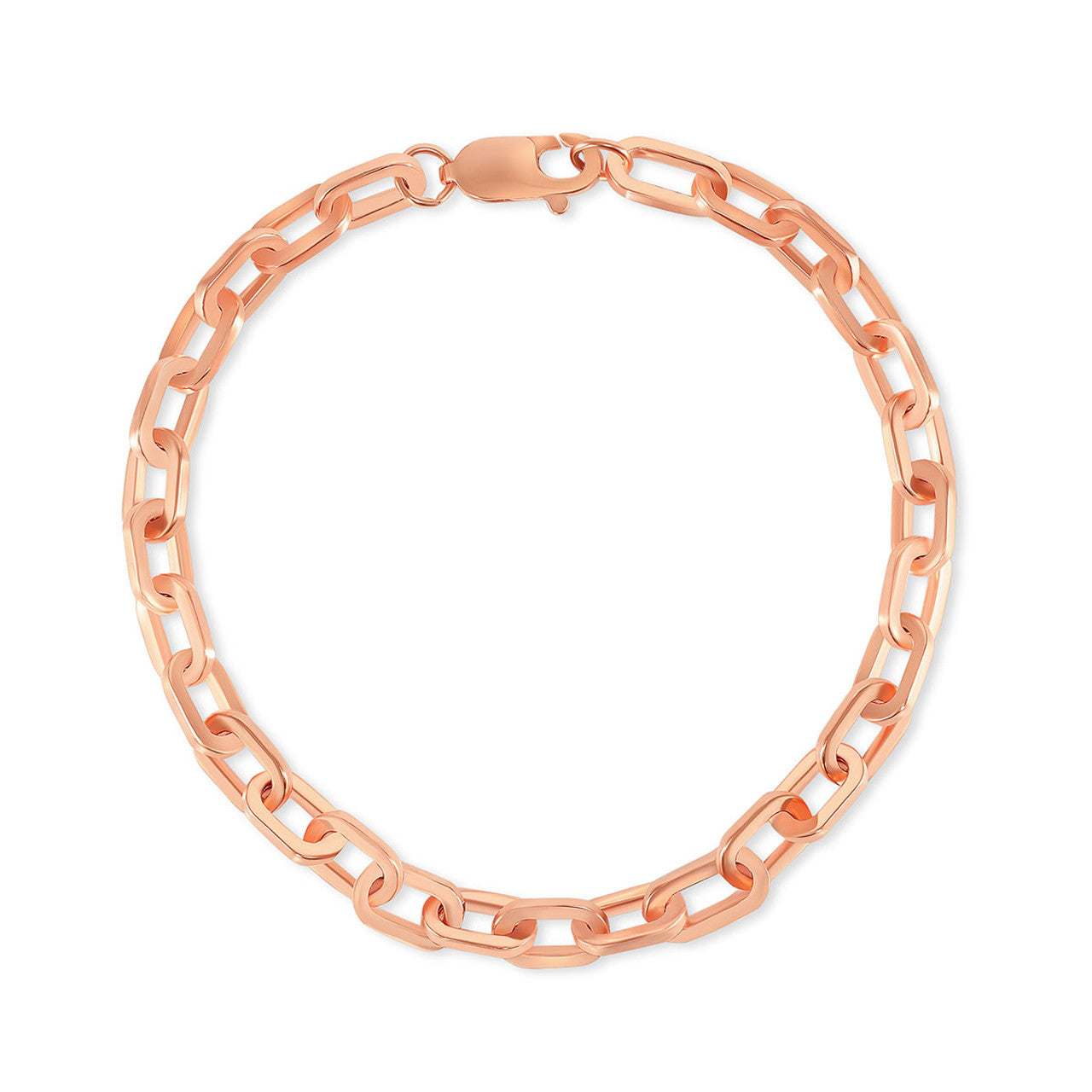 Rounded Rectangle Paperclip Link Bracelet 14K Rose Gold