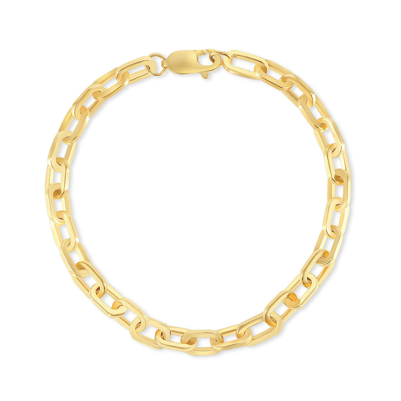 Rounded Rectangle Paperclip Link Bracelet 14K Gold