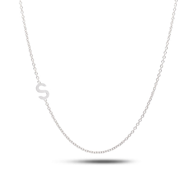 Sideways Block Initial Necklace 14K Gold