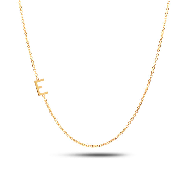Sideways Block Initial Necklace 14K Gold
