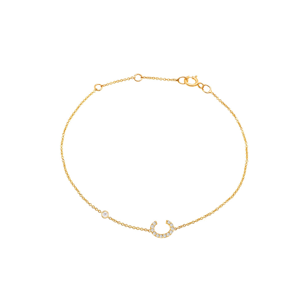 Diamond Initial with Bezels Bracelet 14K Gold